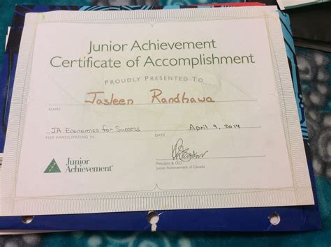 Junior Achievement Certificate Template